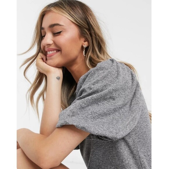 ASOS ♡ JDY ♡ jersey puff sleeve mini dress in gray - S - Picture 3 of 6